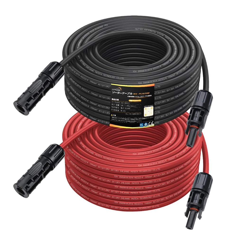 LVYUAN 11AWG / 4mm² ソーラー延長ケーブル 両端MC4コネクター付き