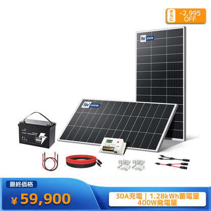 LVYUAN 400W ソーラーパネル発電キット