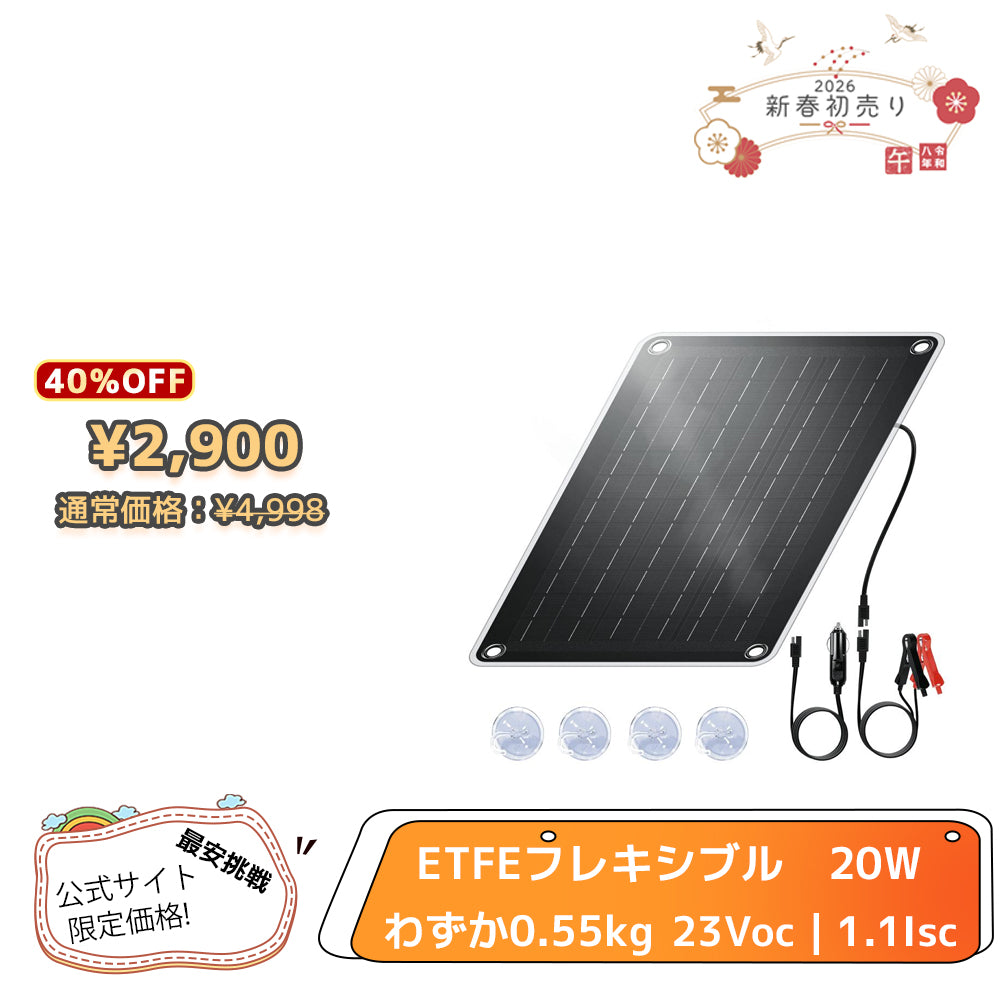 LVYUAN（リョクエン）20W ETFEフレキシブルソーラーパネル
