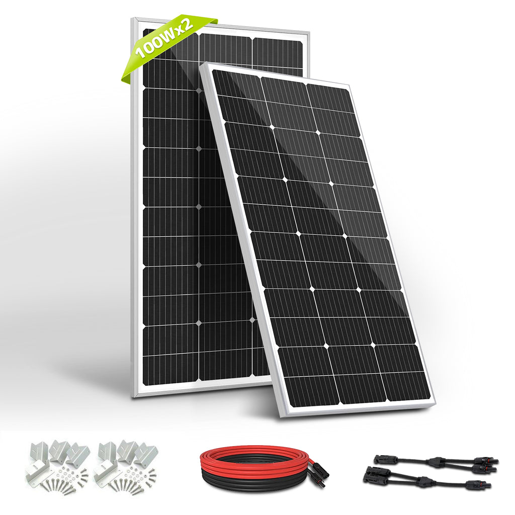 LVYUAN 200W太陽光発電セット ソーラーパネル2枚（100W）ソーラーアクセサリ LVYUAN（リョクエン）公式ショップ