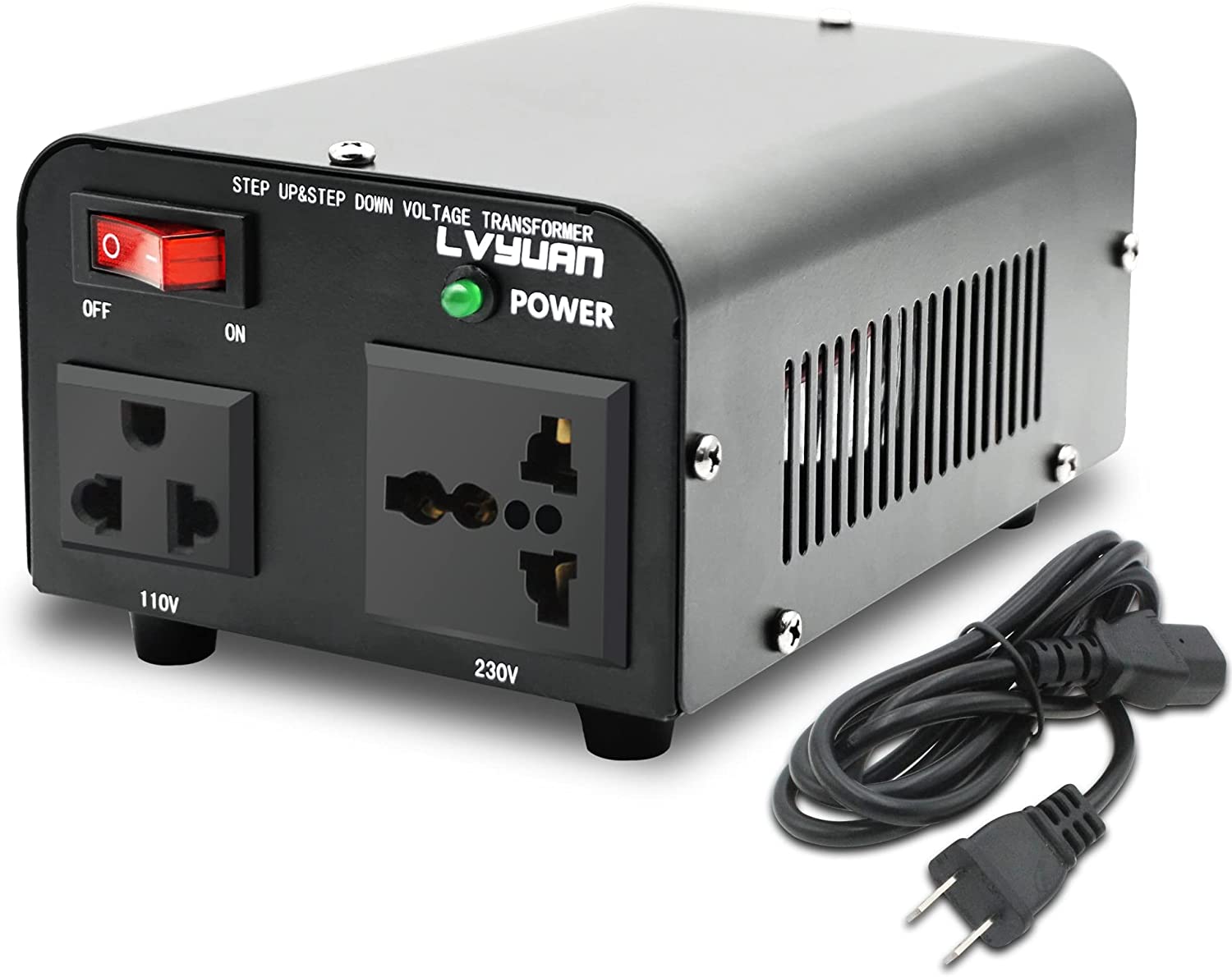 LVYUAN アップ・ダウントランス変圧器 500W 降圧・昇圧 AC100V ~ 110V⇄220V ~ 240V 自由切換