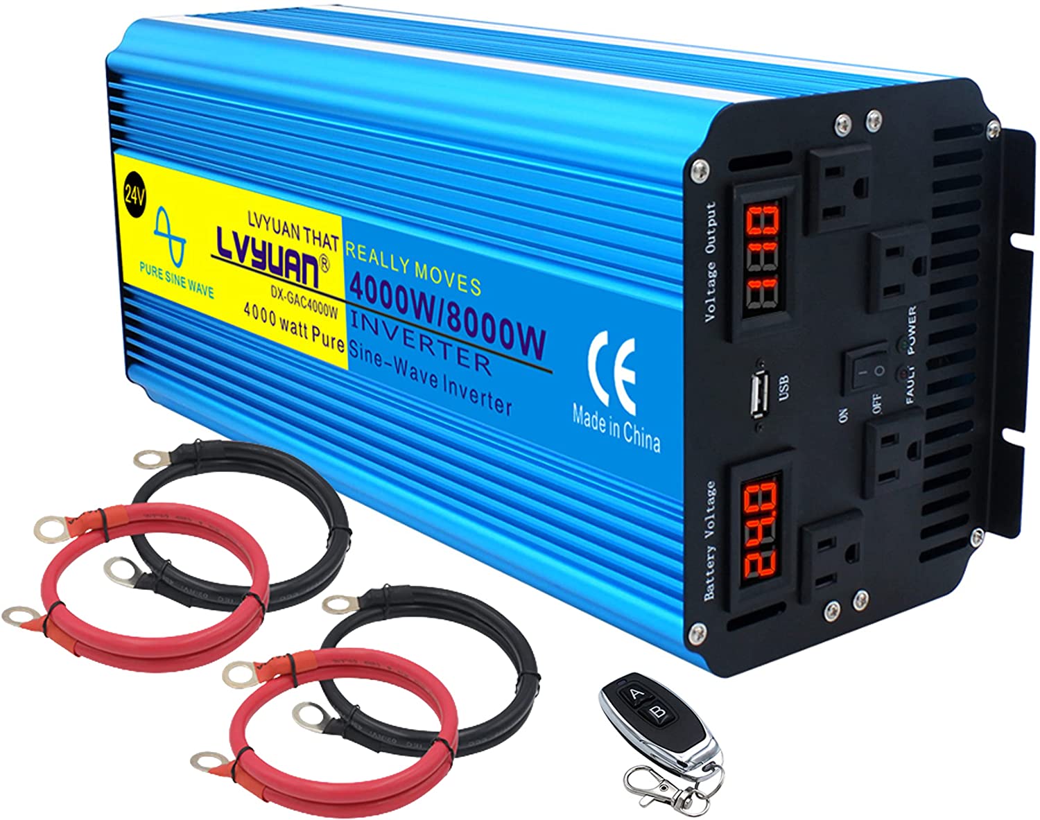 インバーター 24V 100V 正弦波インバーター 定格4000W 最大8000W DC24V ...