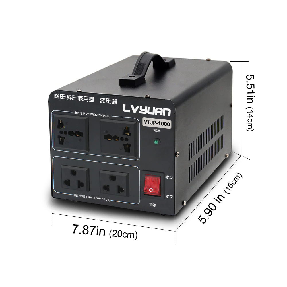 LVYUAN 海外国内両用型変圧器 1000W 降圧・昇圧 AC100V ~ 110V⇄220V