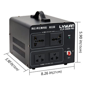LVYUAN 海外国内両用型変圧器 2000W 降圧・昇圧 AC100V ~ 110V⇄220V ~ 240V 自由切換