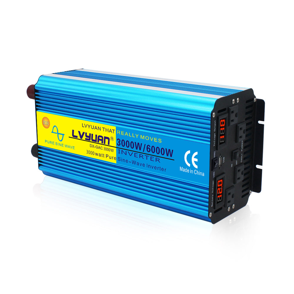 LVYUAN Power Inverter 2200W for Car DC 12V to 110V AC Car Inverter with  Remote Control, LCD Display, 4 Outlets, 3.1A Dual USB Car Adapter