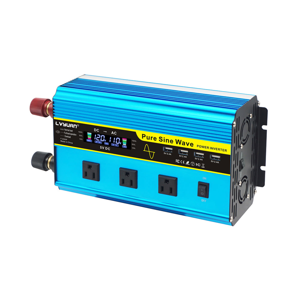 LVYUAN 純正弦波インバーター 1600W DC12V（直流）AC100V（交流）50HZ 