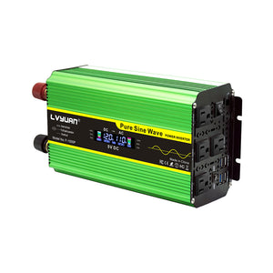 LVYUAN 純正弦波インバーター 2000W DC12V（直流）AC100V（交流）50HZ/60HZ切替 ACコンセント×4 （緑）