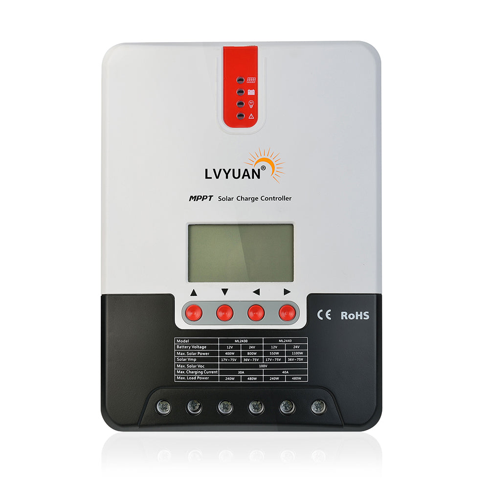 LVYUAN（リョクエン）MPPT チャージコントローラー40A 12V/24V自動切替 最大入力1100Wソーラー充放電 ML2440