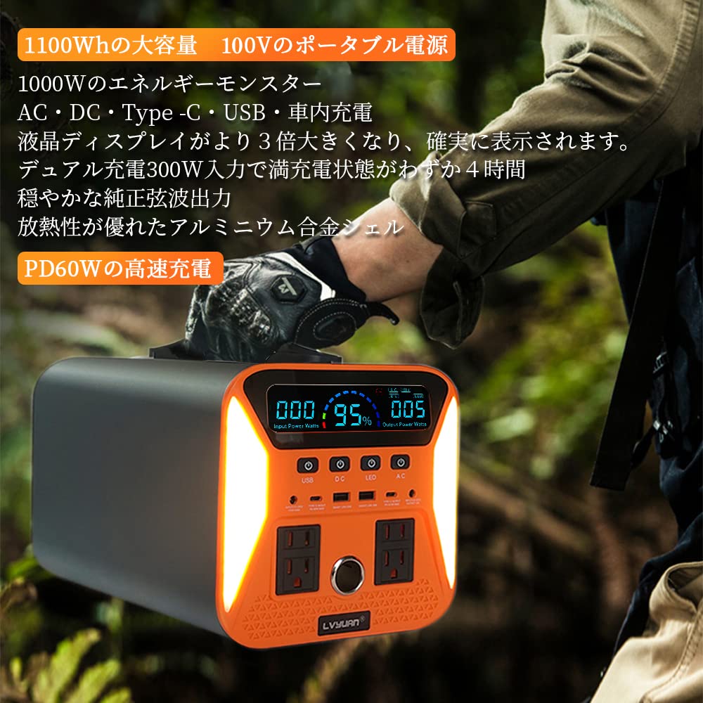 LVYUAN ポータブル電源 大容量 1000W / 297