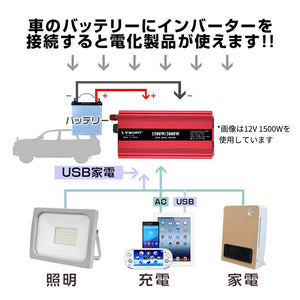 LVYUAN 疑似正弦波インバーター 1500W DC12V（直流）AC100V（交流） - LVYUAN（リョクエン）公式ショップ