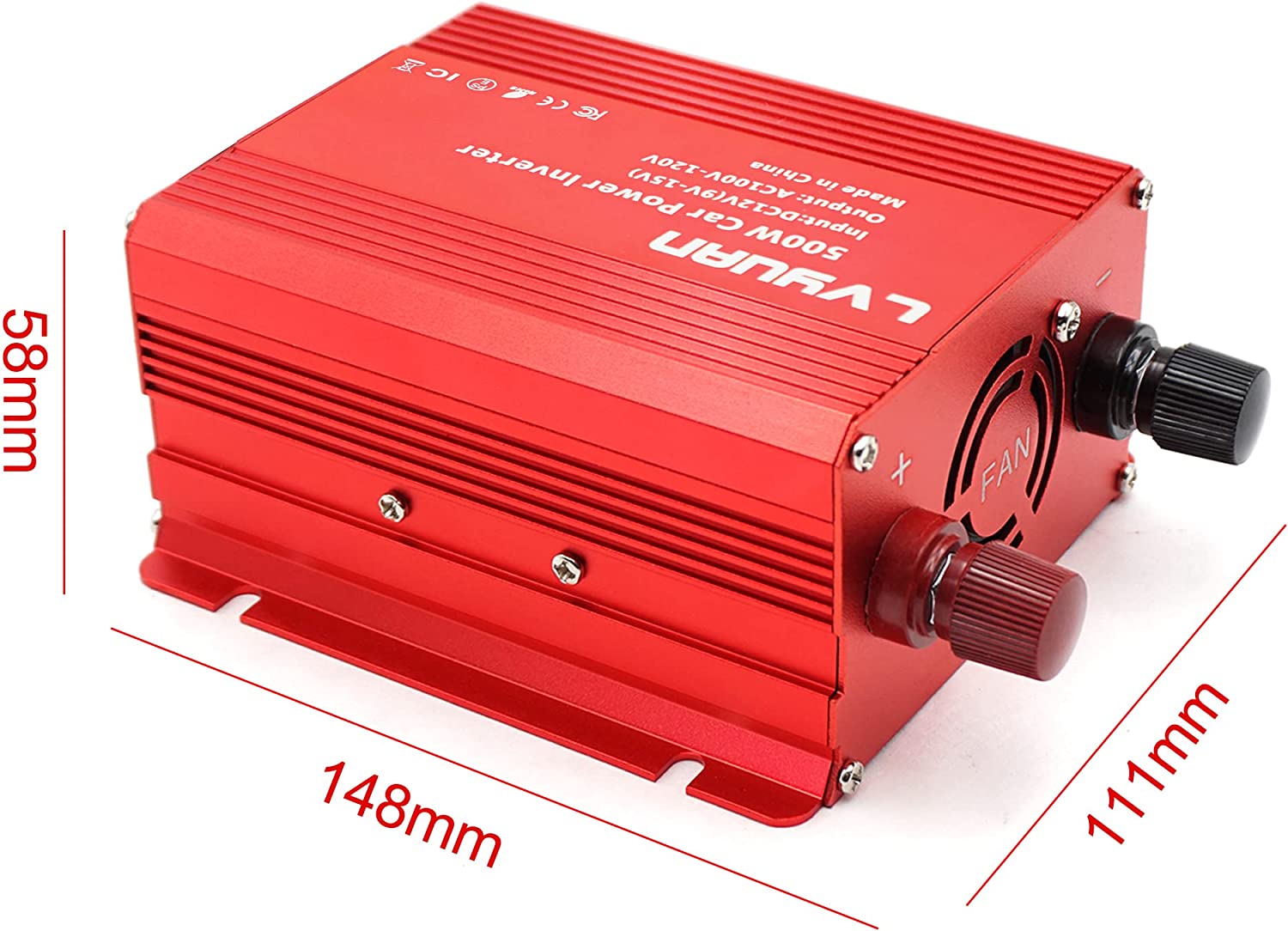 LVYUAN 疑似正弦波インバーター 500W DC12V（直流）AC100V（交流）ワニ口クリップ付き - LVYUAN（リョクエン）公式ショップ