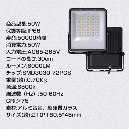 LVYUAN(リョクエン) 50w LED投光器【PC素材 2個入】 - LVYUAN（リョクエン）公式ショップ