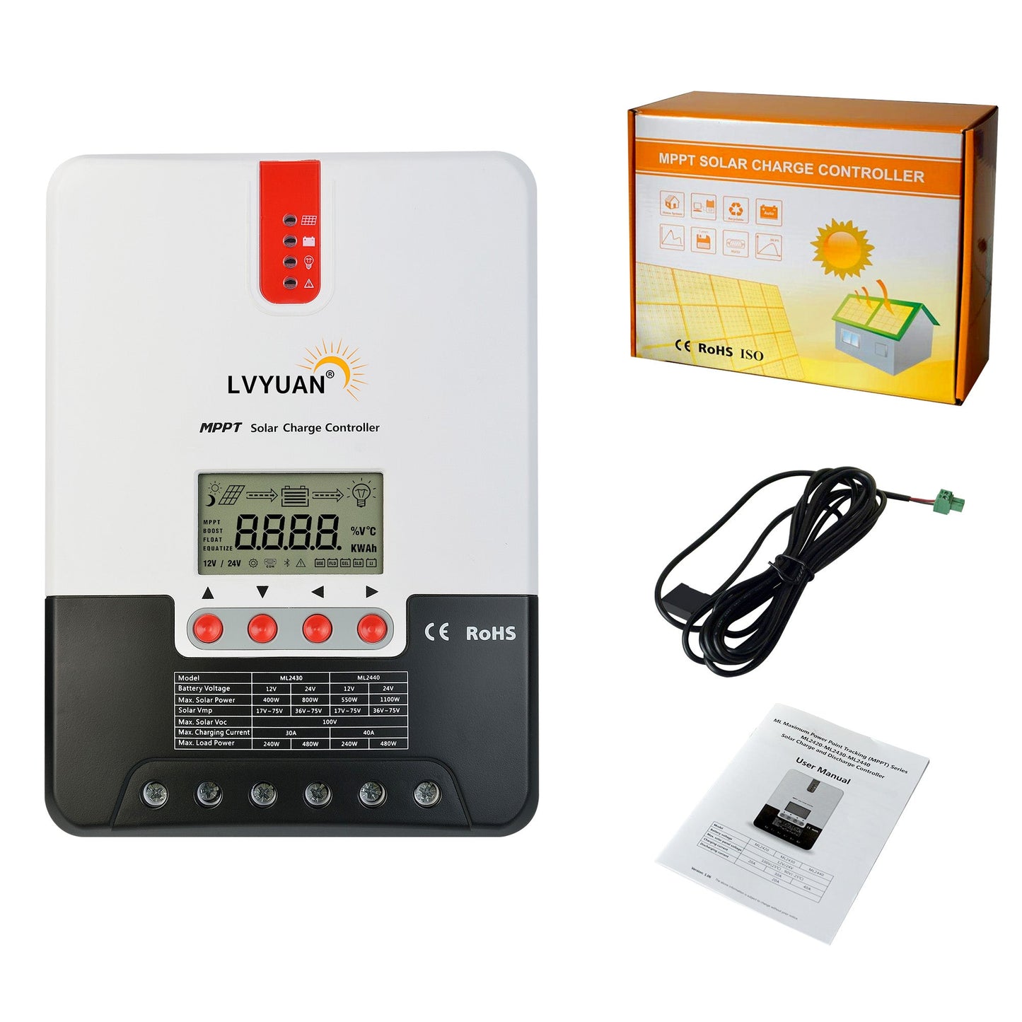 LVYUAN（リョクエン）MPPT チャージコントローラー40A 12V/24V自動切替 最大入力1100Wソーラー充放電 ML2440 - LVYUAN（リョクエン）公式ショップ